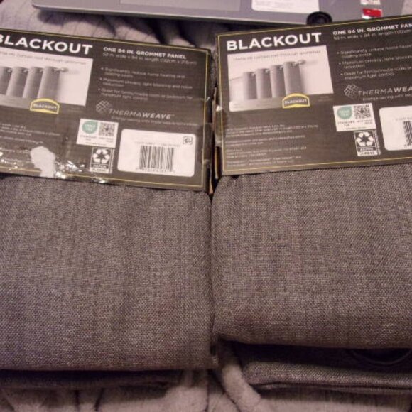 Eclipse light grey Blackout Curtain Panels Set of 2 52" x 84" New - Picture 3 of 4